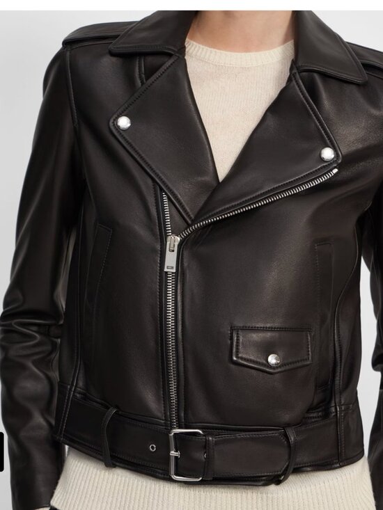 Theory Jackets & Blazers - THEORY BLACK LEATHER MOTO BIKER JACKET MEDIUM